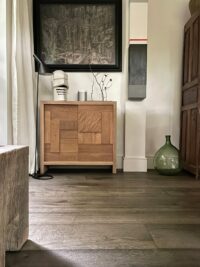 Grey textured magma krakatoa oak in living room