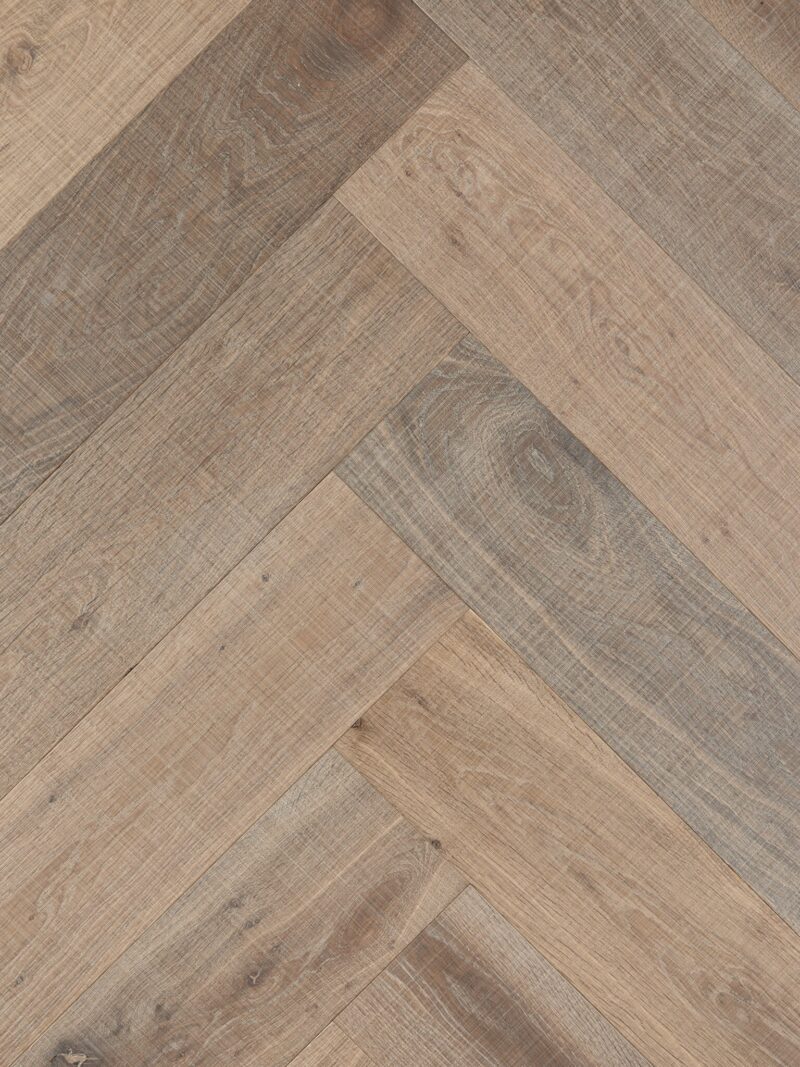 neutral textured tate bute band sawn herringbone parquet oak flooring